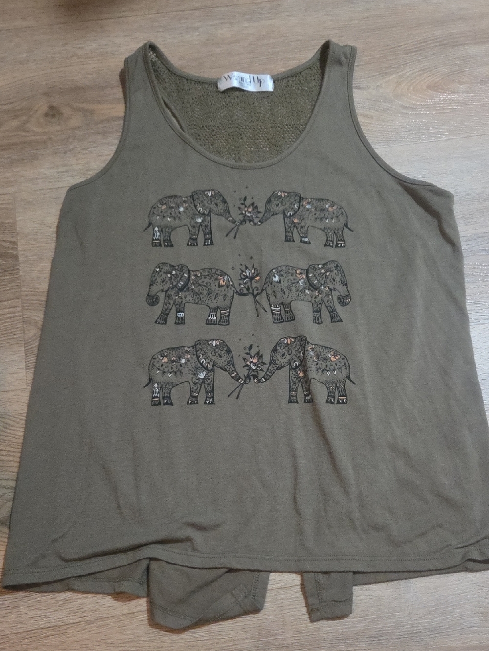 Wound Up Olive Green Open-Knit Top